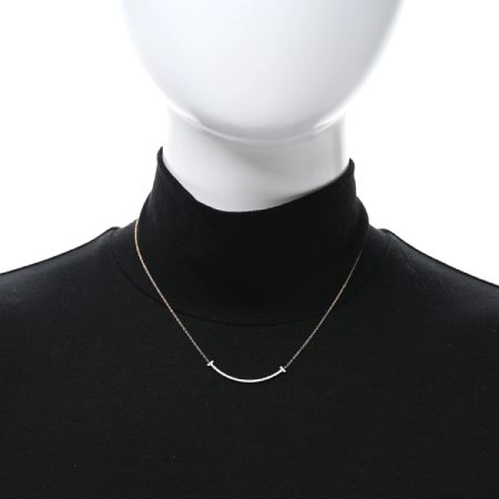 Fashionphile 18K Rose Gold Diamond Small T Smile Pendant Necklace