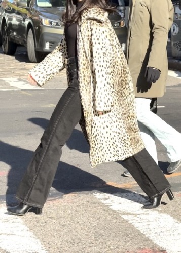 oversized fur cheetah trench pairs