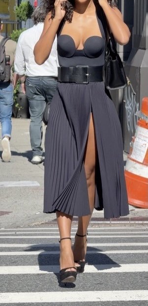 pleated cup maxi dress