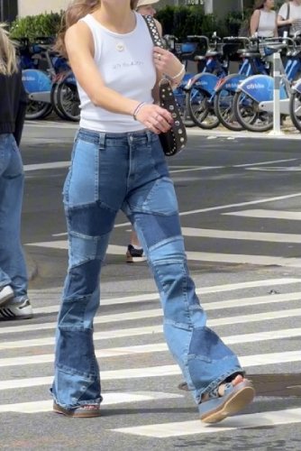 denim patchwork jeans