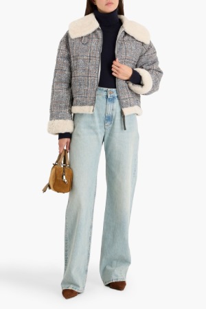 The Outnet Quilted checked wool-blend tweed down jacket