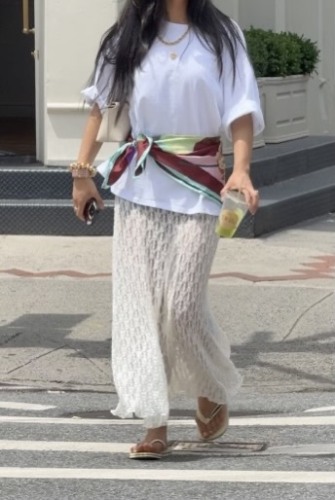 sheer textured maxi skirt